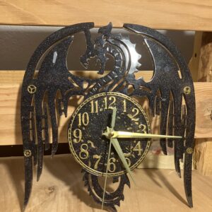 Dragon Wall Clock black/gold